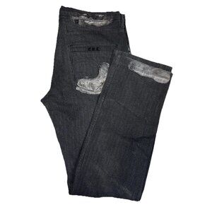 HTC USA Studded Stripe Pants Men 36X34 USA Distressed 2000s Punk Flaking Wear